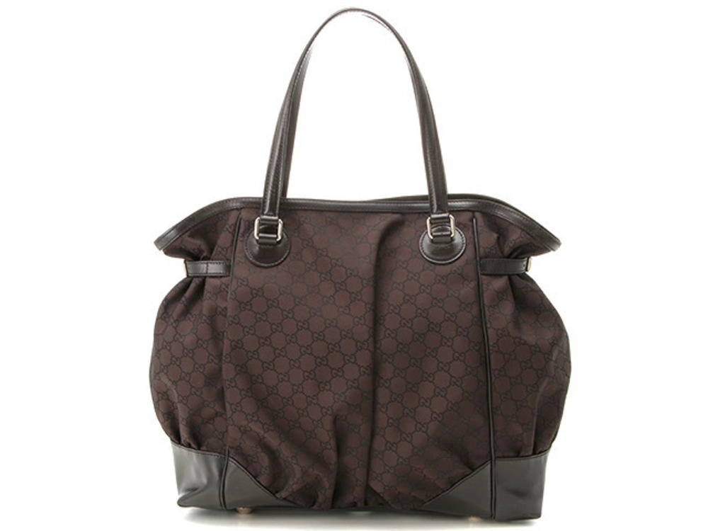 Gucci tote bag GG leather dark brown